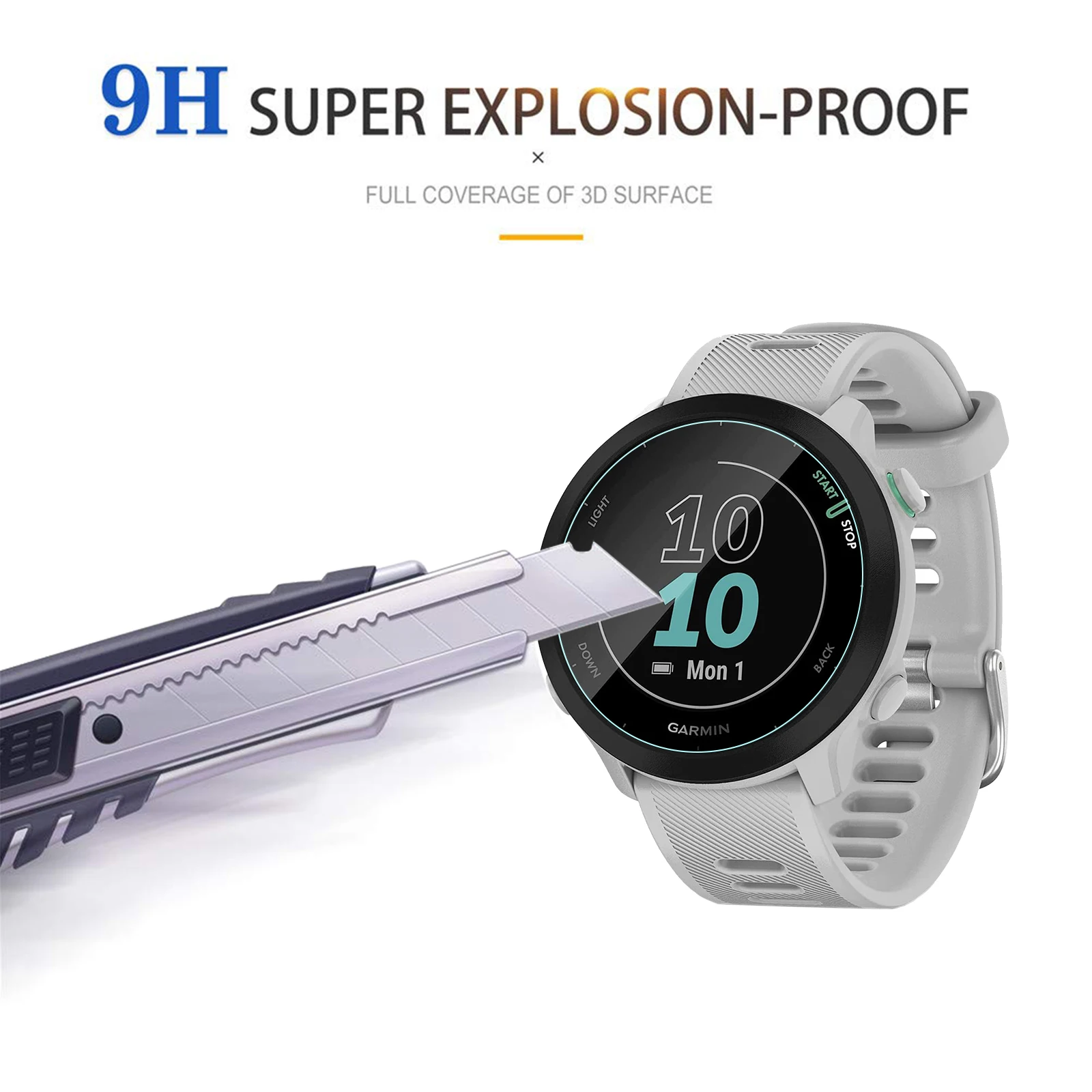 Protecteur d'écran pour Garmin Forerunner 55 9H, en verre trempé HD, anti-rayures, sans bulles, 3 paquets