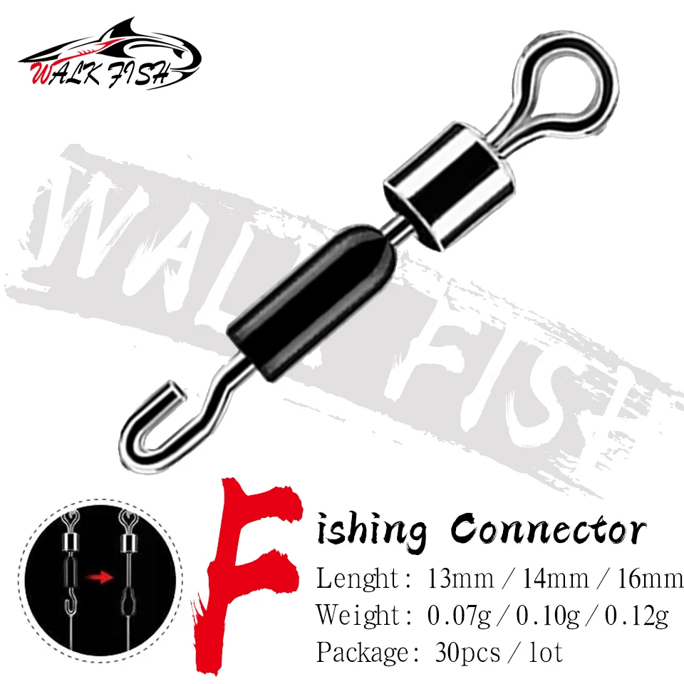 WALK FISH 30PCS/Lot Ball Bearing Swivel Solid Rings Fishing Connector Fishing Hooks Quick Fast Link Connector Fishing Accessorie