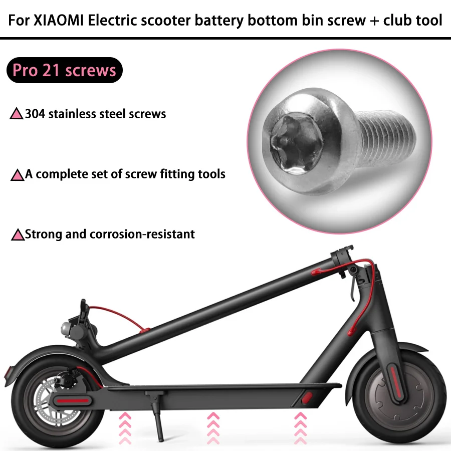 Vis de couvercle de batterie inférieure en acier inoxydable, 21 pièces, accessoires pour réparation de Scooter électrique Xiaomi Mijia M365 Pro