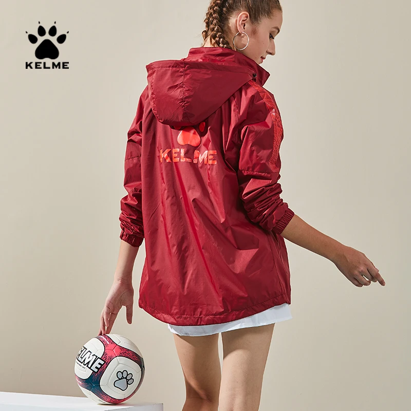 KELME – veste de sport à capuche pour homme et femme, coupe-vent, avec fermeture éclair, pour jogging, entraînement, Football, course à pied, 3991555