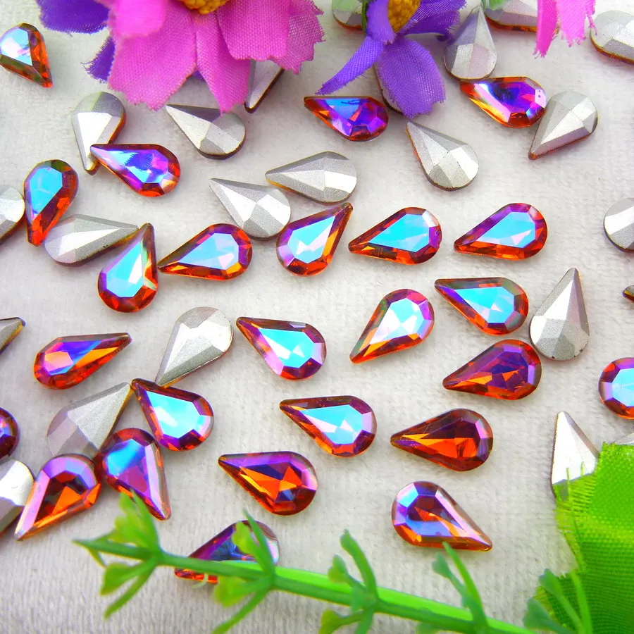 AB Farben 3*6mm 6*10mm 8*13mm Tropfenförmige Glas-Kristalle Strass zum Aufkleben Ornament DIY Verzierung – Detail 4
