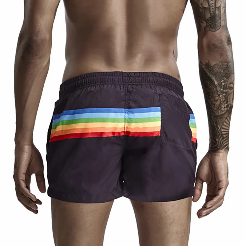 Männer Kausalen Shorts Regenbogen Gestreiften Laufsport Gym Tasche Boxer Shorts Training Jogging Fitness Trunks Hosen Homewear Plus Größe