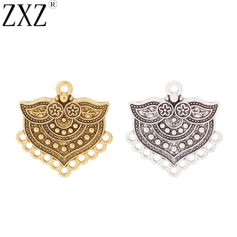 ZXZ-Boucles d'oreilles tibétaines argentées et dorées, connecteurs de lustre Boho, bijoux à bricoler soi-même, accessoires de recherche exécutifs, 20 pièces