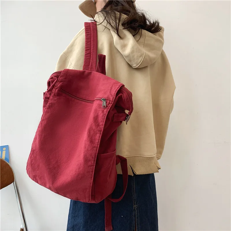 Korean version of Mori literature and art, ancient sense schoolbag, old washed rucksack, high school, college shoulder bag,