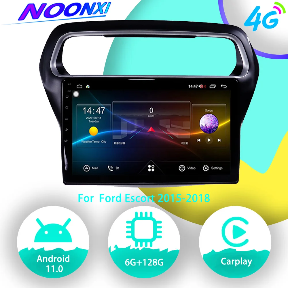 6G 128G Android 11.0 Car Radio GPS Navigation For Ford Escort 2015 2016-2018 Auto Radio Car Multimedia 2 Din DVD IPS Head Unit