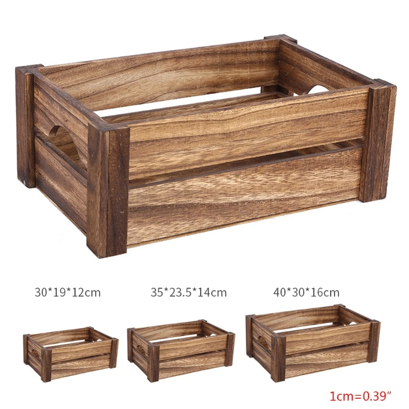 Creative Wooden Storage Box Desktop Organizer Retro Table Tray Home Decoration