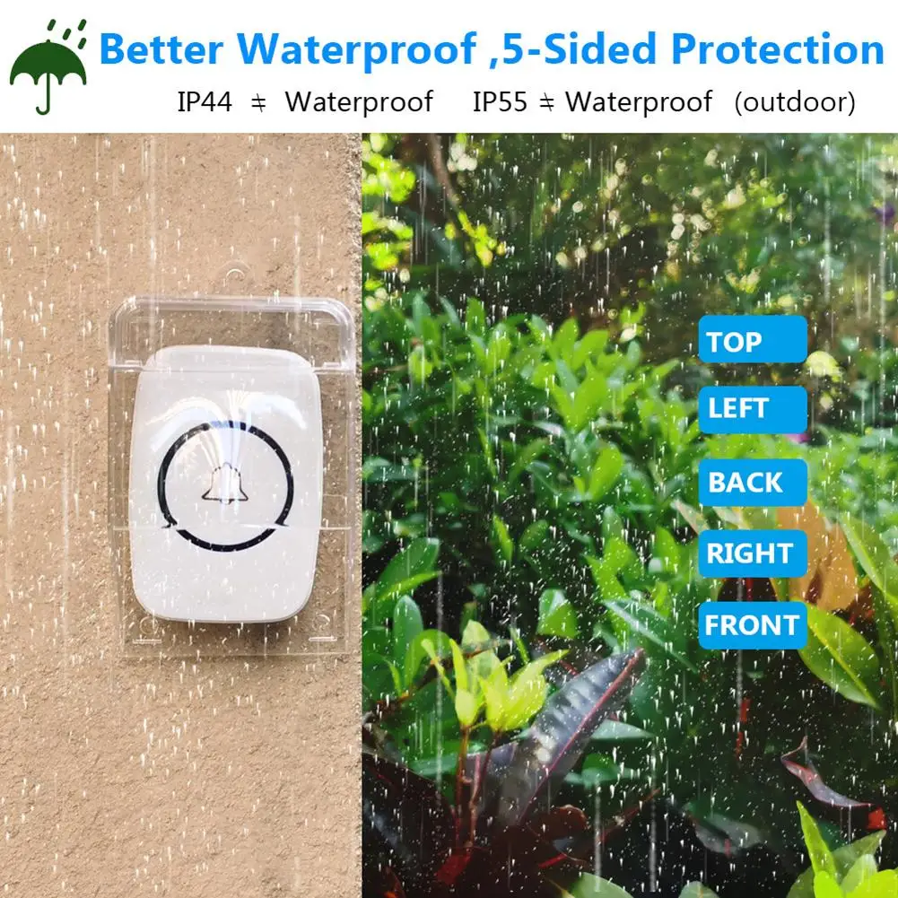 Waterproof Cover For Wireless Doorbell Smart Door Bell Ring Chime Button Transparent Waterproof Doorbell Protector Home Outdoor