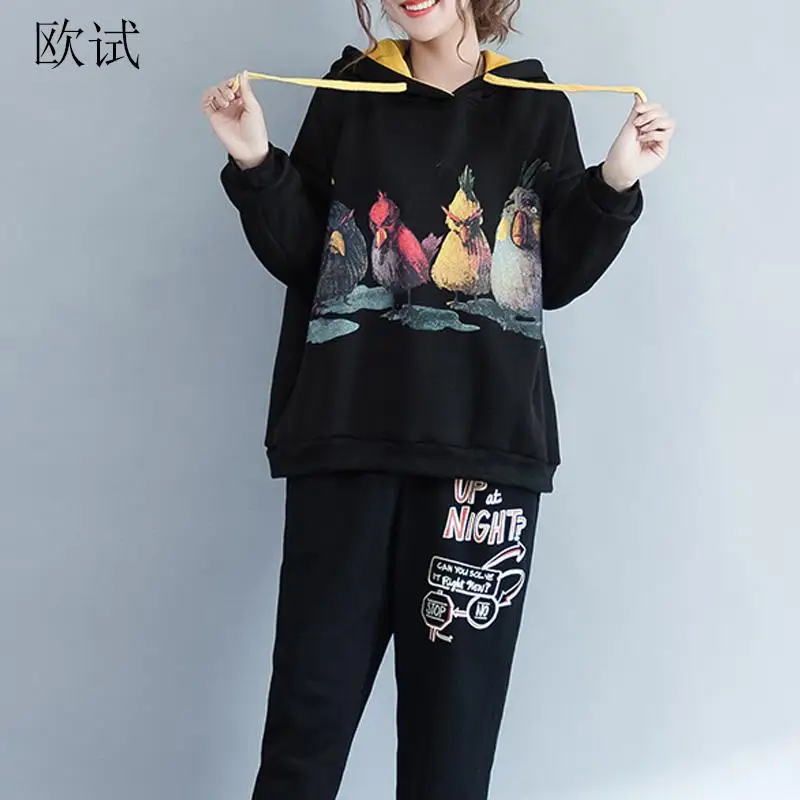 

Women Kpop Korean Style Hoodies Cartoon Velvet Kawaii Bird Hooded Sweatshirt Loose Hoodie Streetwear 2023 Sudadera Mujer