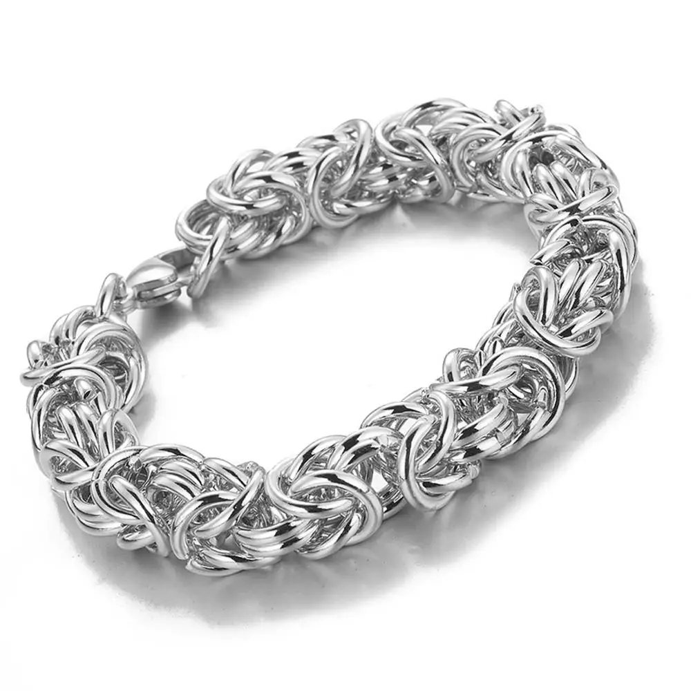 Top Quality 6/8/10mm Silver Color Round Byzantine Chain Huge Heavy Stainless Steel Men Chain Bracelet Link Jewelry Wholesale