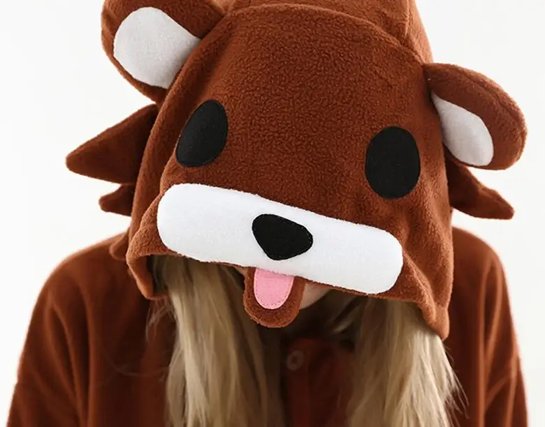 HKSNG Hochwertige Erwachsenen-Kigurumi-Pyjamas Teddy Braunbär Onesies Tier-Pyjamas Cosplay-Kostüm Party-Overalls Weihnachten – Detail 4