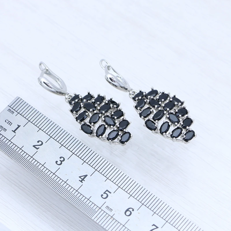 Classic Party Earrings 925 Sterling Silver Punk Girl's Earrings Black Spinel Stones Brand New Fashion Jewelry