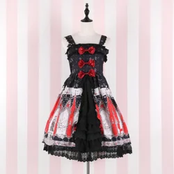 lace bowknot middle/high waist victorian dress kawaii girl gothic lolita jsk Palace princess sweet lolita dress vintage printin
