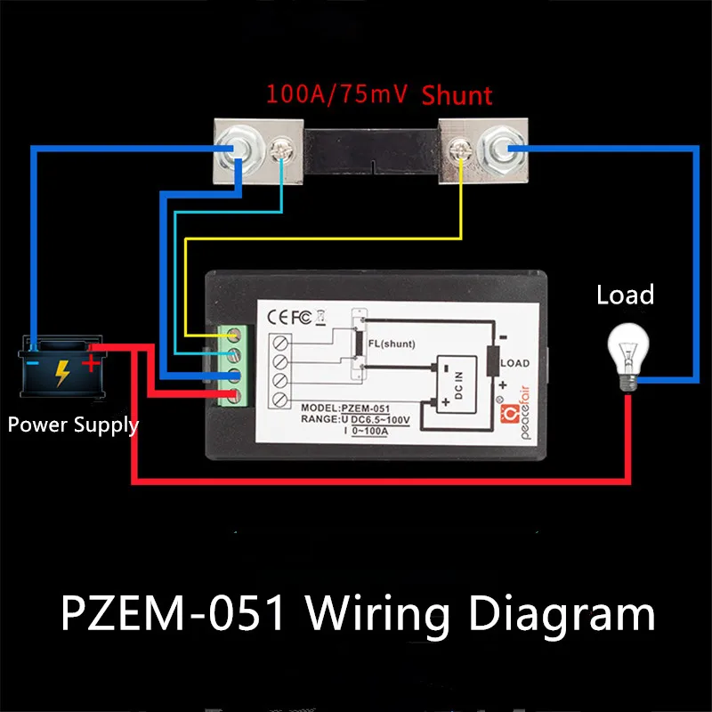 DC 6.5-100V 20A 100A Amp Watt Kwh 4 in 1 voltmetro digitale amperometro LCD consumo energetico amperometro di corrente con Shunt