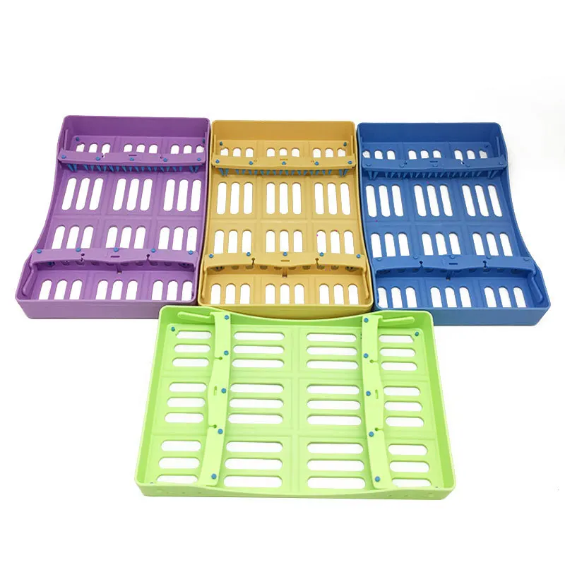 Dental Instrument Box 10pcs Dental Holders Box Sterilization Box 135℃ Autoclavable Colorful Dental Disinfection Box