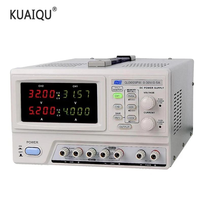 30V5A dual channel High Precision Adjustable Digital Programmable Linear DC Power supply QJ3005PIII With USB interface