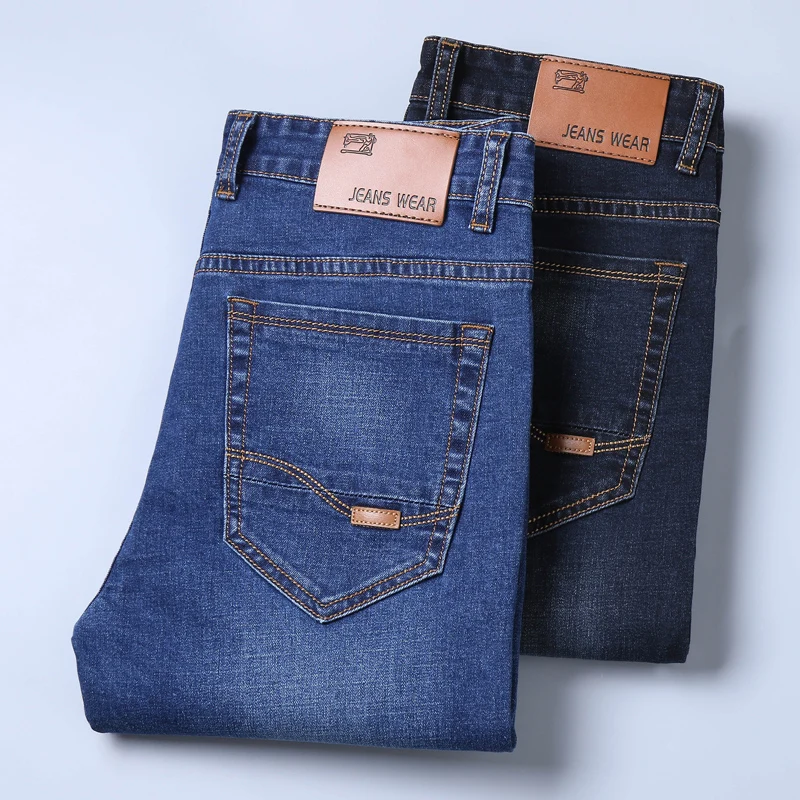 Factory OEM Hot Sale Men's Business Casual Jeans Slim All-match Micro-elastic Free Shipping 28-40 Size  Two Colors Available.