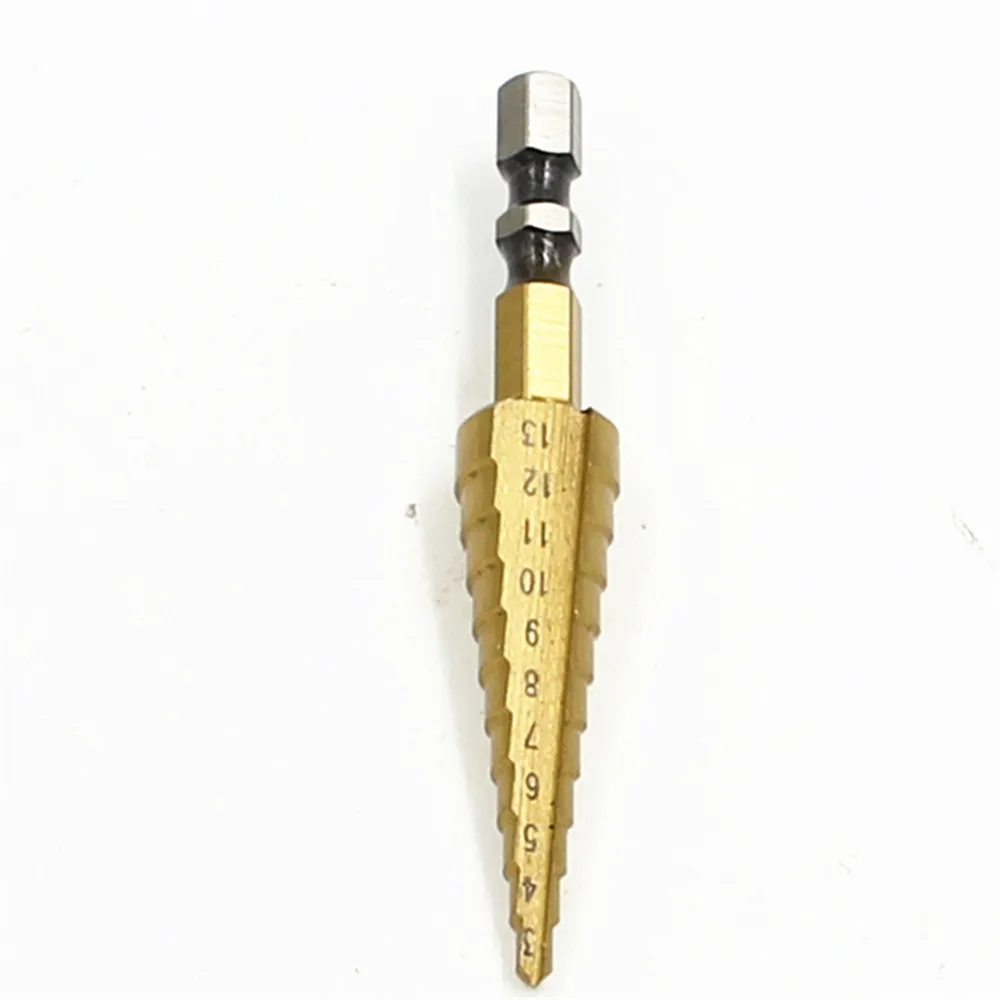 Hss brocas graduais 3-13mm, ferramentas elétricas para trabalhar em madeira, haste hexagonal de titânio de perfuração de metal de 1/4"