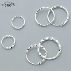 Genuine Real Pure Solid S990 925 Sterling Silver Hoop Earrings for Women Girl Child Jewelry Female Round Hoop Earrings Bijoux