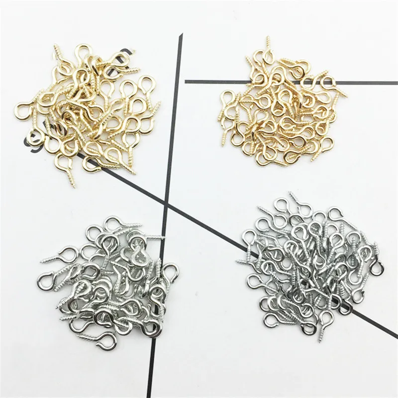 

100PCS/Pack Silver Gold Mini Eye Pins Eyelets Screw Jewelry Accessories Material DIY Craft Supplies Eye Bolts Nails Metal Button