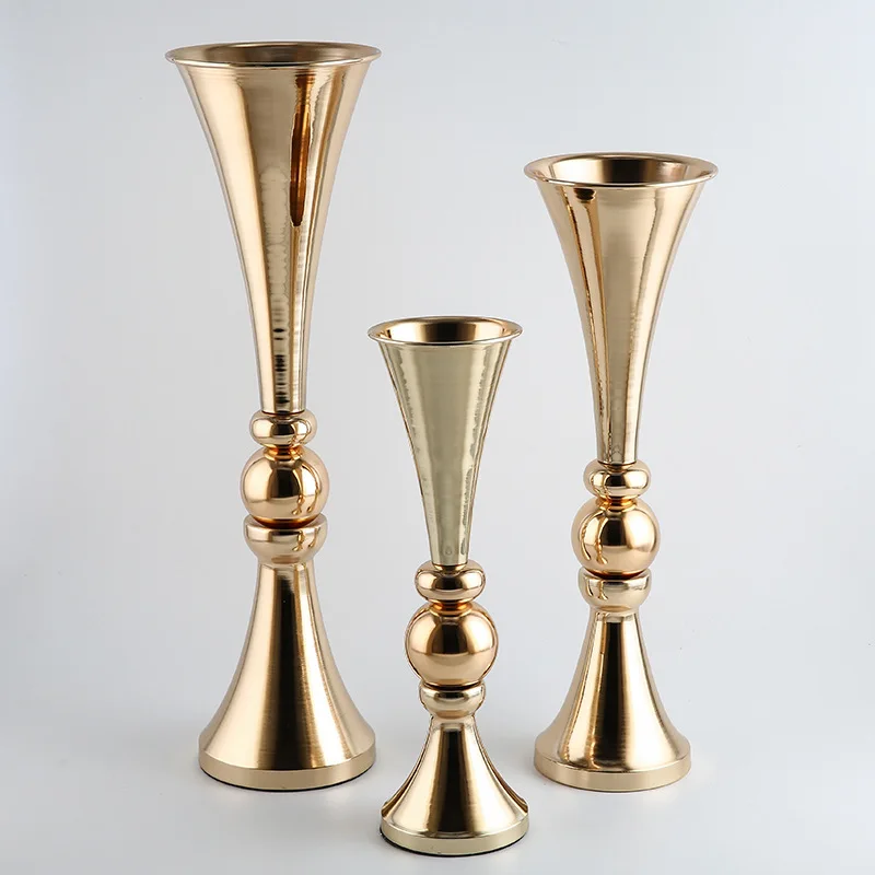 

12pcs) Wedding decoration gold metal flower stand flower vase candle holder senyu1330