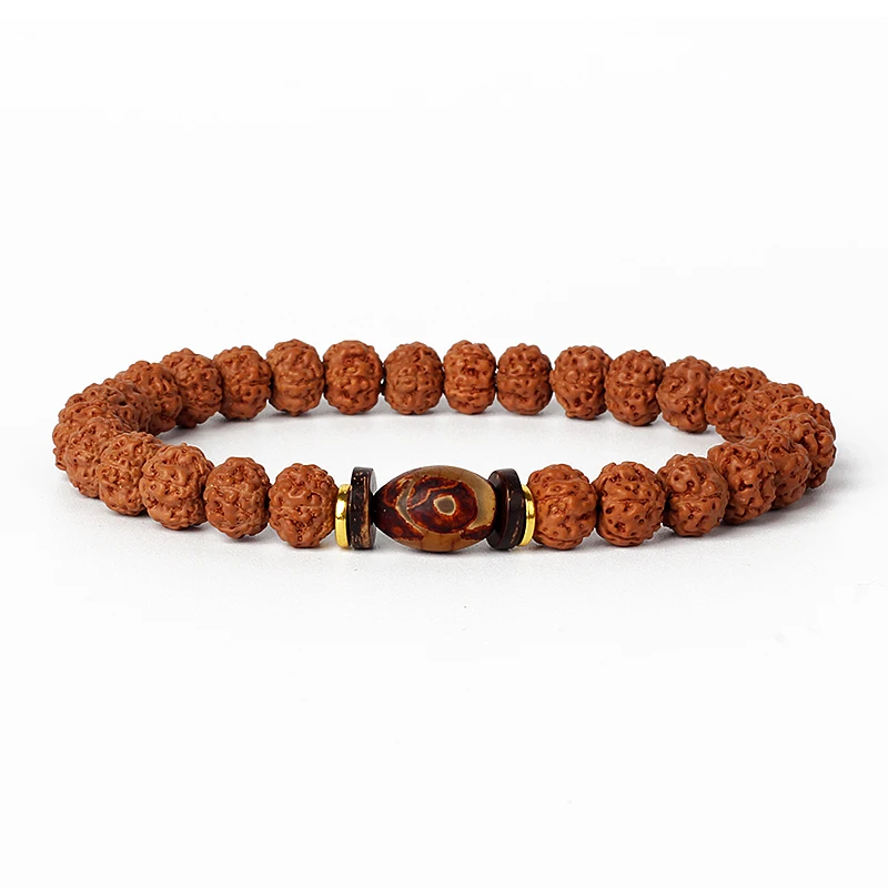 Nature Tiger Eye Rudraksha Bracelets Original Vajra Bodhi Mala Bead Bracelets Women Meditation Prayer Tibetan Buddhism Jewelry