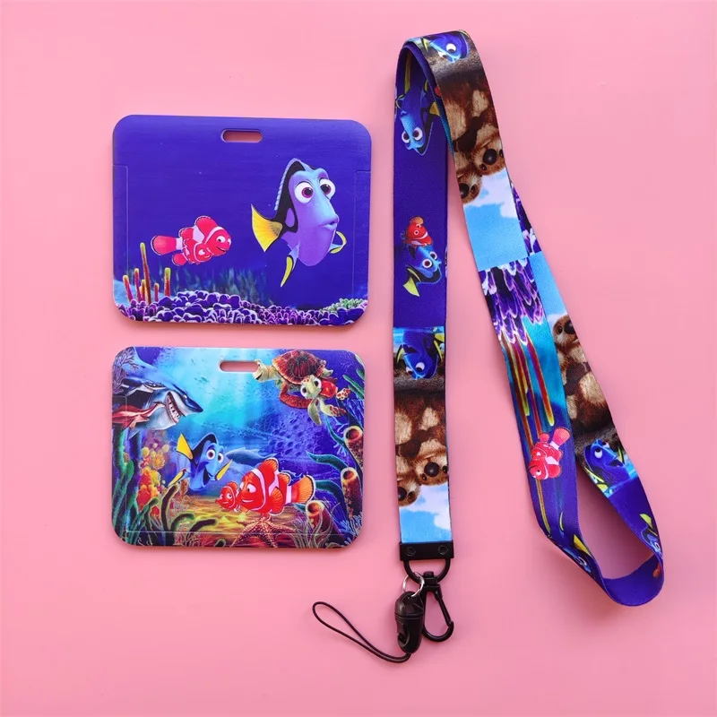 Disney Cartoon Finding Nemo Bank Card Holder Students Girl Boy Bus Card Case Lanyard Visit Door Identity Badge Card Cover