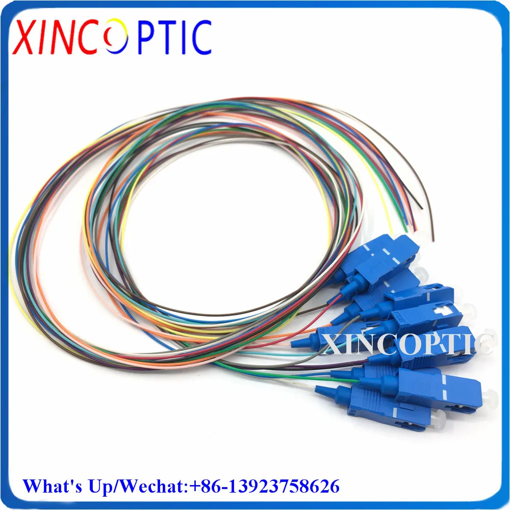 12Colored SC ST FC LCUPC 1M PVC Jacket 0.9mm Tight-buffer Colorful Single Mode 9/125 G652D 12color Bundle Fiber Optical Pigtail