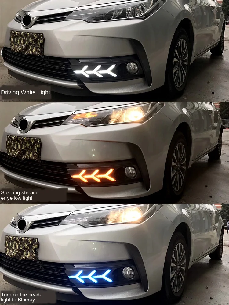 

2 pcs For Toyota Corolla 2017 2018 LED DRL Daytime Running Light Daylight Waterproof With Yellow Turn Signal lamp