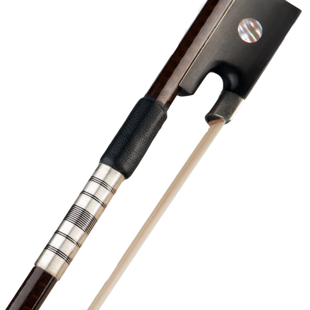 NAOMI Advanced 4/4 Violin/Fiddle Bow Grid Carbon Fiber Bow White Mongolia Horsehair Sheepskin Grip Ebony Frog Durable Use