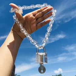 Female Acrylic Chain Lock Pendant Necklace for Women Punk Women's Neck Chain Chains and Necklaces Goth Gothic Friends Kpop