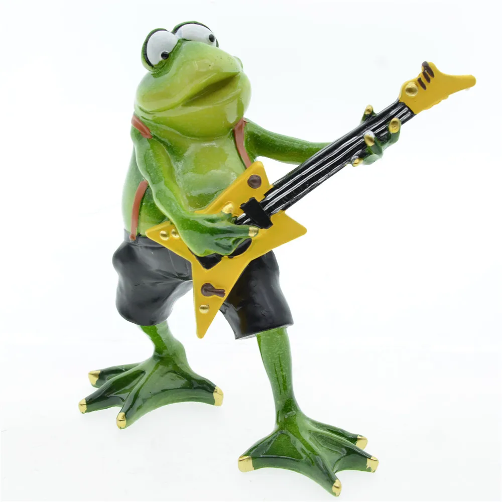 Funny Resin Frogs Figurines ,MYBLUE Home Room Decoration Accessories, Kawaii Musical Animal Play Music Gita Violin