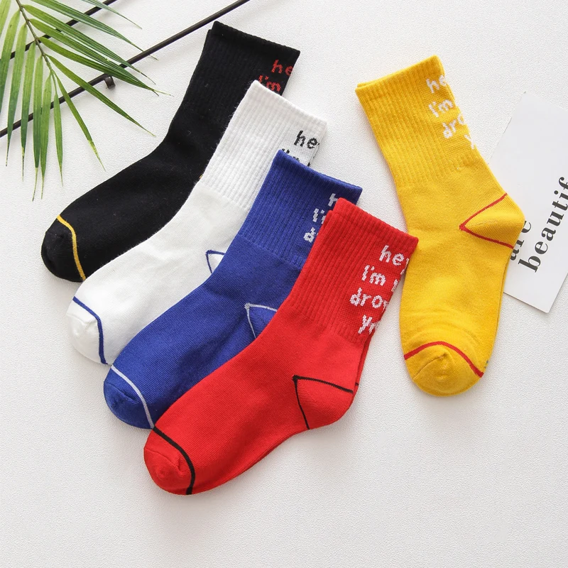 5Pairs/lot Kids Socks Autumn Winter Cotton Baby Socks Cool Letter Boys Socks Coloful Fashion Children Socks