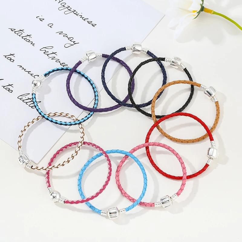 BAOPON 5Pcs/Lot Classic 10 Colors Line Leather String Charm Bracelet Fits DIY Rope Brand Bracelet For Women Men Jewelry Gift