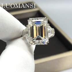 Luomansi Real 18K AU750 Platinum 10CT 11×15MM Moissanite Ring Passed the Diamond Test High Wedding Jewelry Anniversary Party