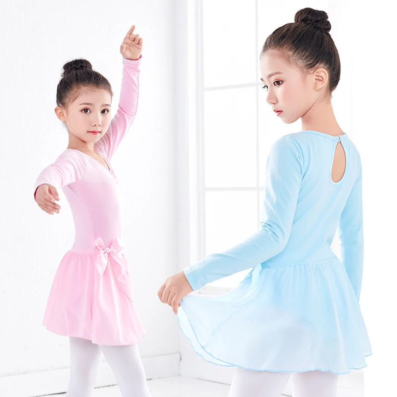 Trẻ Em Gái Платье Ba Lê Thể Dục Dụng Cụ Leotard Đầm Hiệu Suất Dài/Nữ Tay Ngắn Vũ Leotard Dancewear Quần Áo Với Voan Thắt Nơ