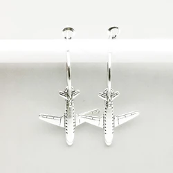 New Cute Aircraft Model Earrings Earrings Civil Airliner for Female Gifts Souvenir Travel Small Ear Hoops Hoop Earings