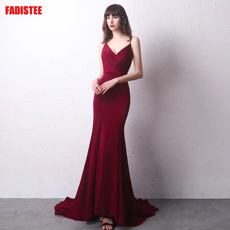 

FADISTEE party dress Prom Dresses Long dress Vestido de Festa elegant V-neck evening formal gown spaghetti strap