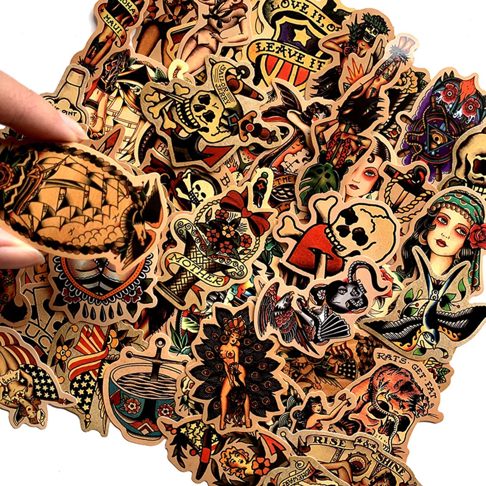 Retro Old School Tattoo Style Stickers, DIY Decals