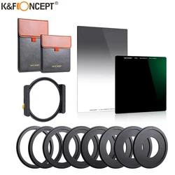 K&F Concept ND1000 + GND8 Square Filter Multi Coated Neutral Density Filter with One Filter Holder 8pcs Filter Ring adapters