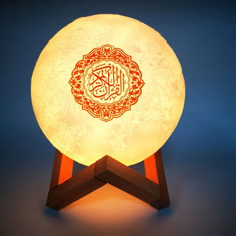 Hồi Giáo Loa Bluetooth Kinh Qur'an Không Dây Hồi Giáo 3D Mặt Trăng Cảm Ứng Đèn Ngủ Kinh Qur'an Loa Có Đèn Kinh Koran Đèn