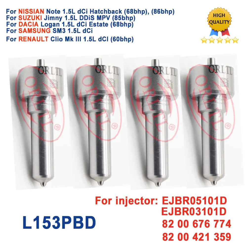 

4 pieces Fuel Nozzle L153PBD And Sprayer Nozzle L 153 PBD For RENAULT 8200676774 EJBR05101D 8200421359 EJBR03101D Euro 4