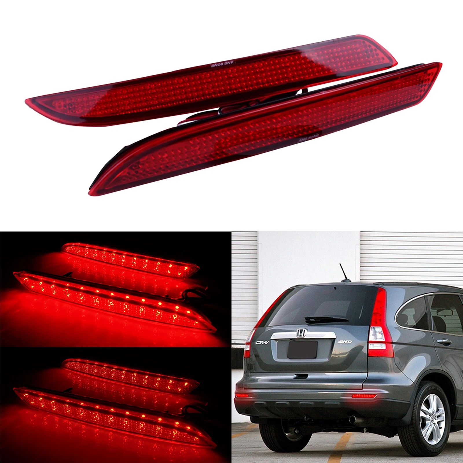 

2x Red Len LED Bumper Reflector Tail Stop Brake Light Fit Honda Insight CR-Z FIT