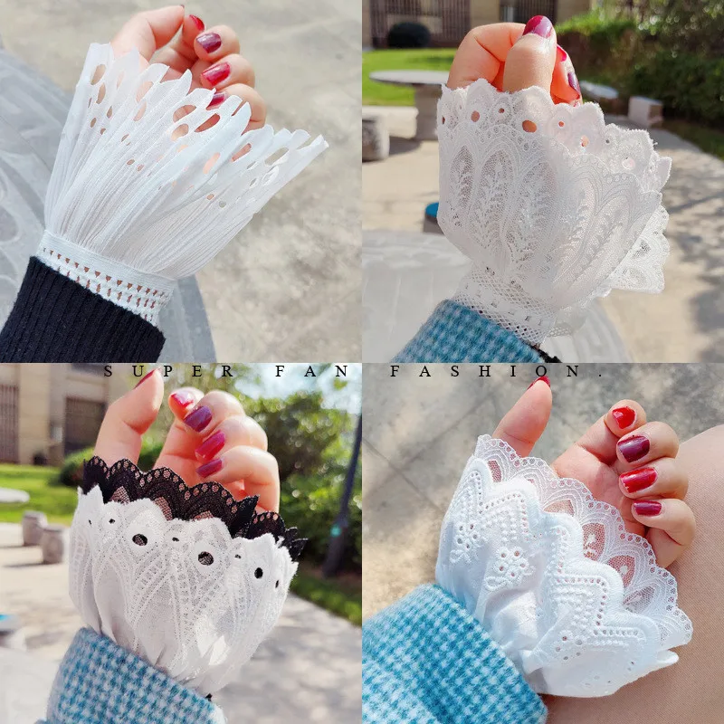 New Fake sleeves autumn winter wild sweater decorative sleeves pleated wrist Pleated organ fake sleeves universal fake cuff