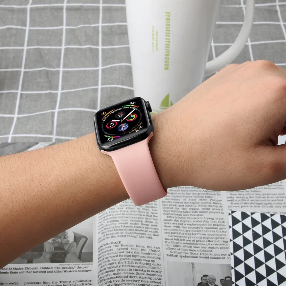 Original-Armband für Apple Watch, 42/46/44/45/49/41/40 mm, Silikonarmband, Correa, iWatch Series 12, 11, 10, 9, 7, SE 3, Ultra, 4/3/2. – Detail 6