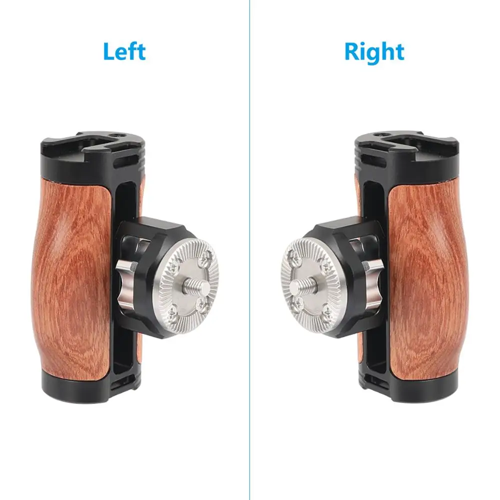 Manico in legno Kayulin con gabbia per fotocamera ARRI rosetta maniglia laterale con supporto per scarpe fredde per microfono e luce flash (entrambi i lati)