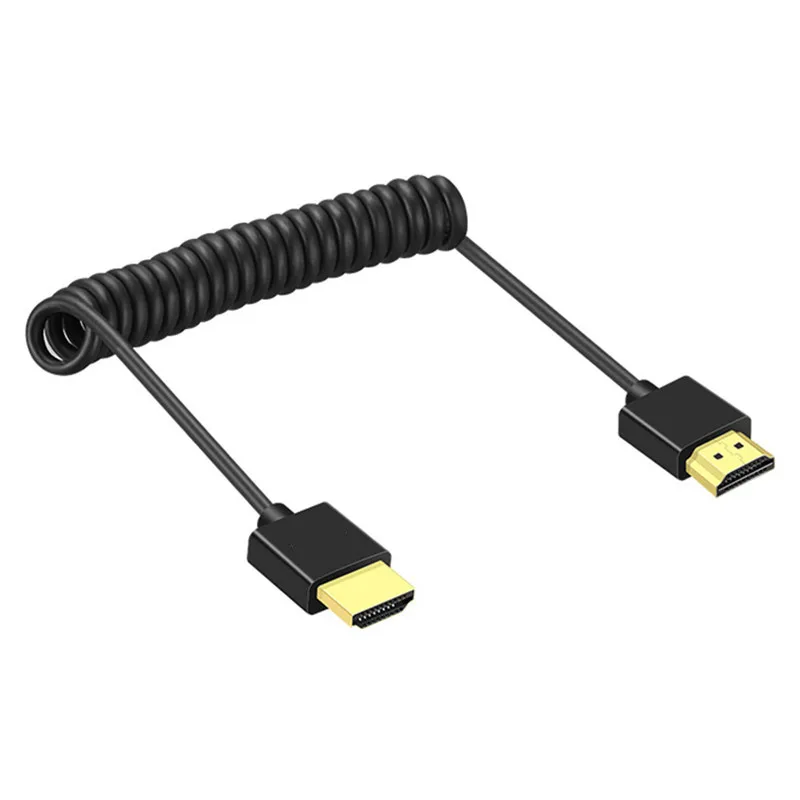 Super Soft Micro Mini HD cable male to male HDTV 2.0V Thin 4k hd Light-weight Portable SLR camera Telescopic spring cable