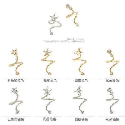 New fashion Adjustable ring with rhinestone starfish and five-pointed star For Women girl Accessories jewelry wholesale
