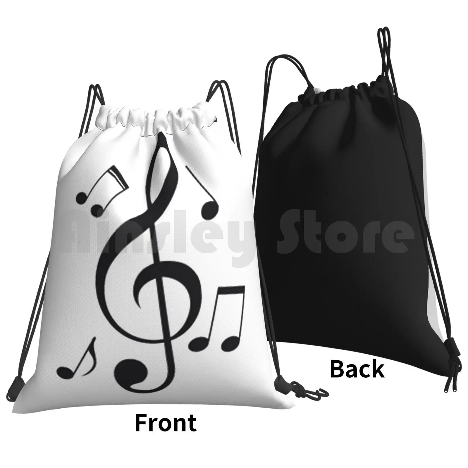 Music Note Backpack Drawstring Bags Gym Bag Waterproof Music Note Music Note Style Colors Animals Graphite Tatoo Aztec