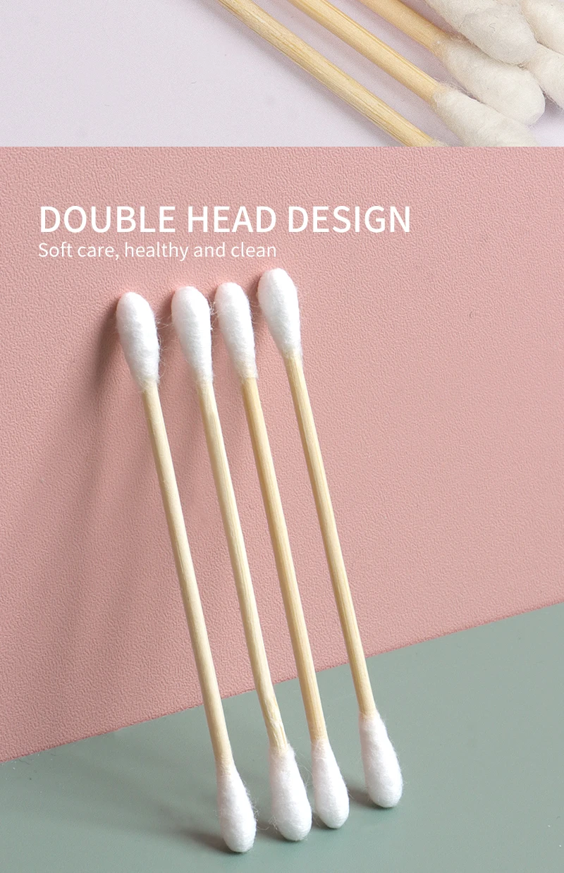 100 stücke Doppel Kopf Baumwolle Tupfer Holz Sticks Baumwolle Tupfer Microbrush Einweg Baumwolle Knospen Für Schönheit Make-Up Nase Ohren Reinigung – Detail 5