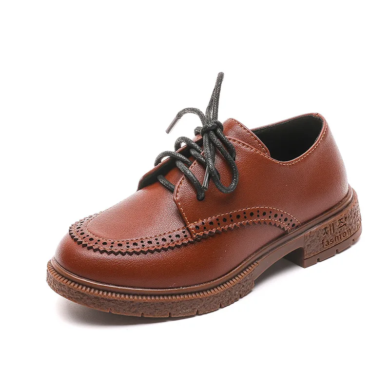 Chaussures rétro en cuir pour enfants, chaussures simples pour garçons, chaussures de performance pour étudiants, noir, style britannique, nouvelle